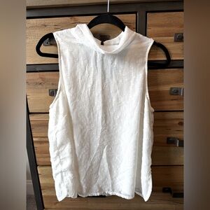 Bobeau Cream Mandarin‎ Collar Blouse